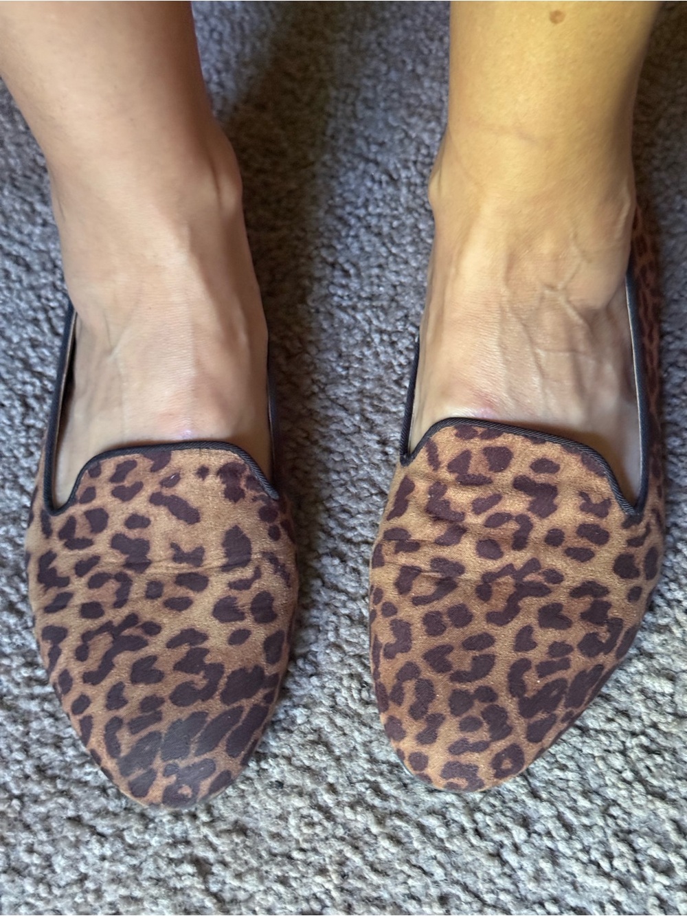 Seven7 Leopard Print Slip-On Flats - Brown and Black